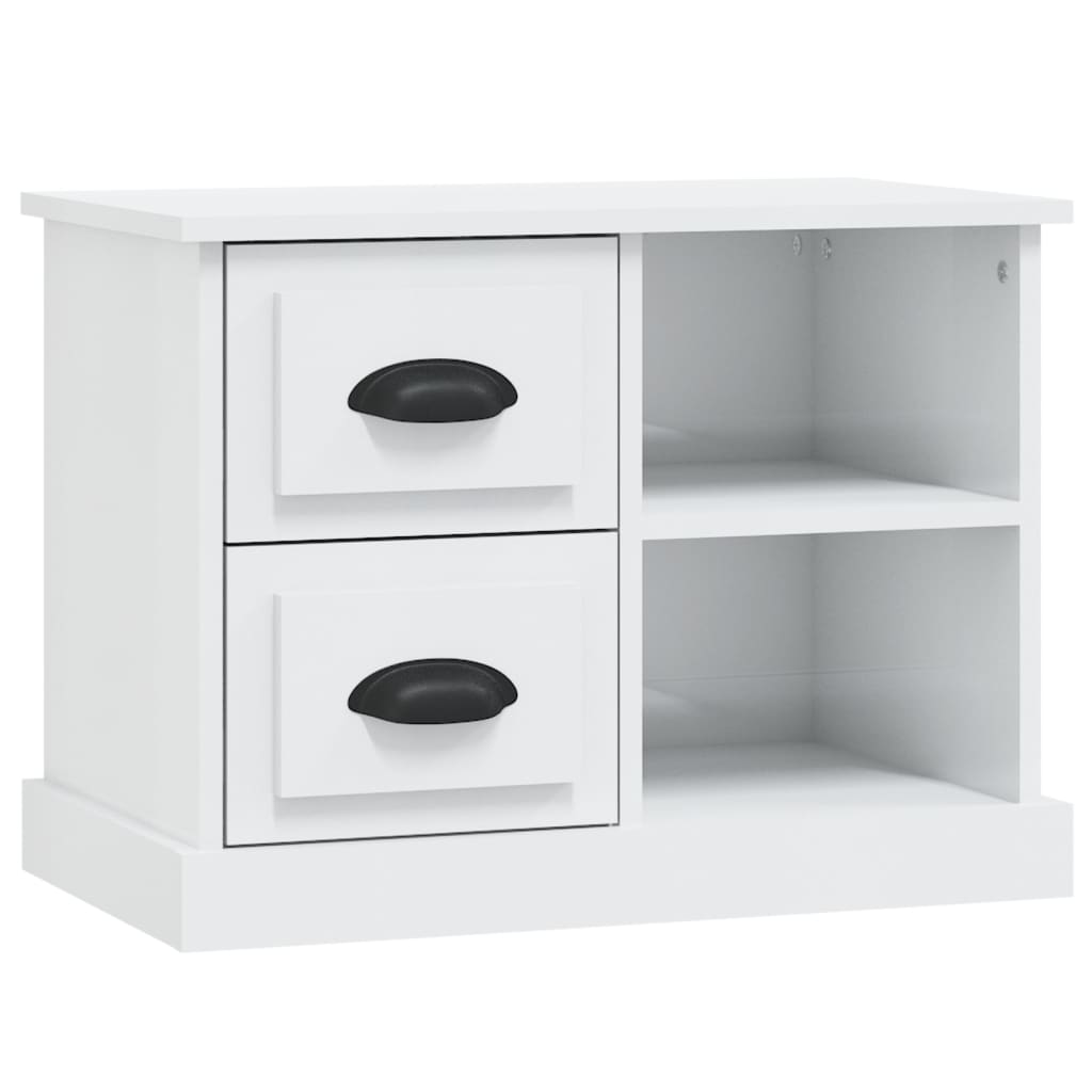 vidaXL Нощно шкафче, бял гланц, 60x35,5x45 см