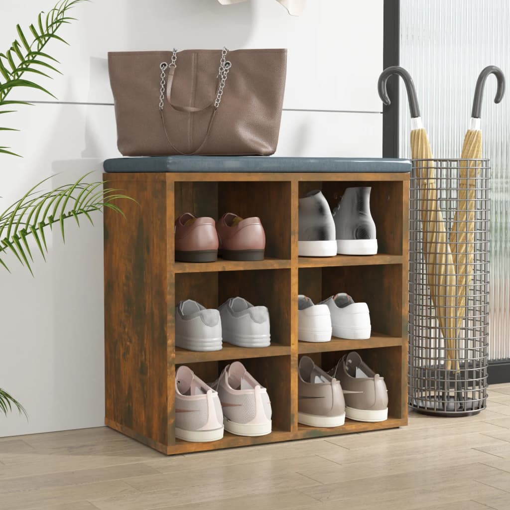 vidaXL Шкаф за обувки, Опушен дъб, 52,5x30x50 см