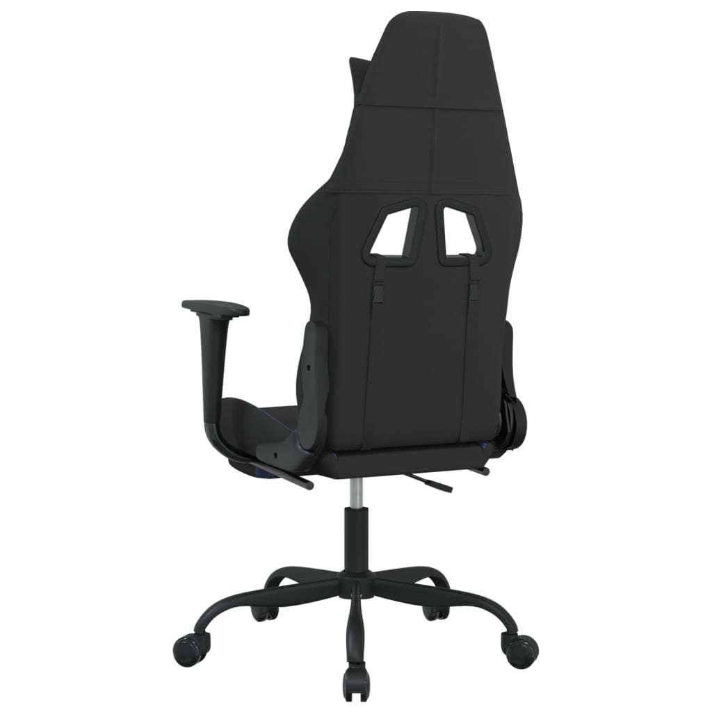 vidaXL Гейминг стол с опора за крака, черно и cин, плат