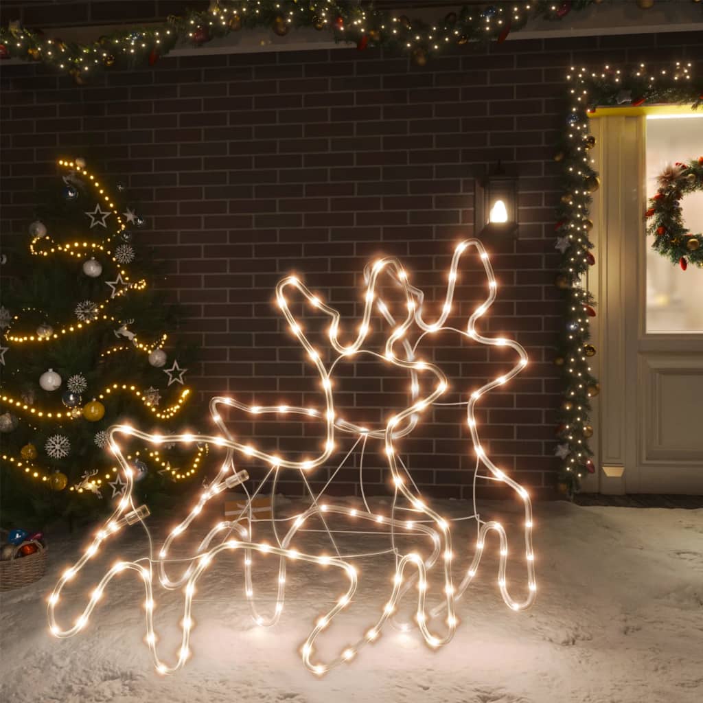 vidaXL Коледни фигури елени с LED, 2 бр, топло бяло, 57x55x4,5 см