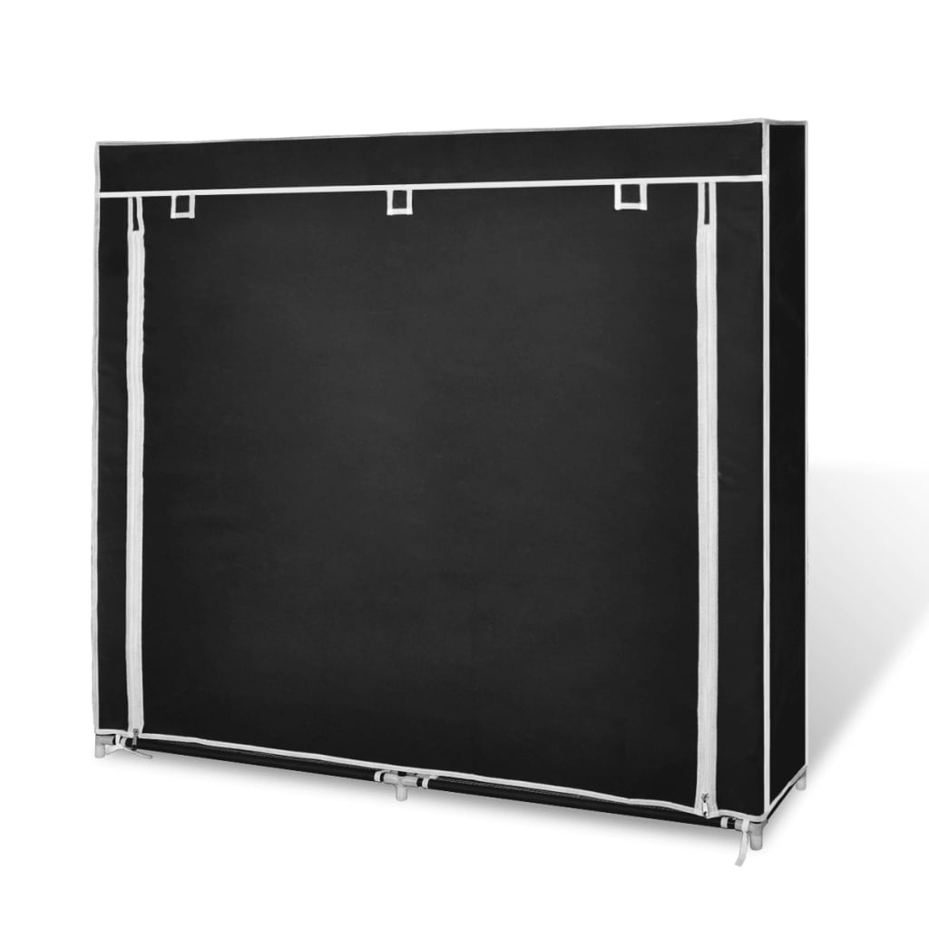 vidaXL Платнен шкаф за обувки с покривало 115 х 28 х 110 см, черен