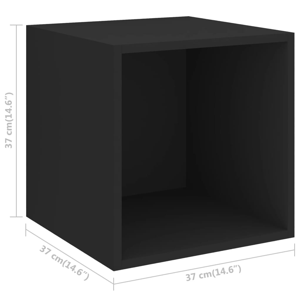 vidaXL Стенен шкаф, черен, 37x37x37 см, ПДЧ