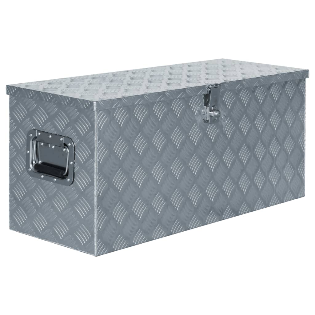 vidaXL Алуминиева кутия, 90,5x35x40 см, сребриста