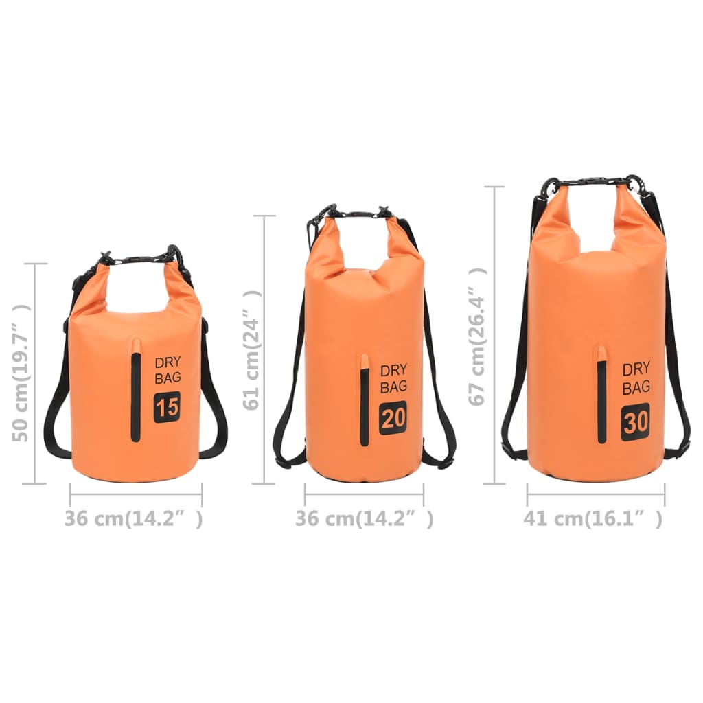 vidaXL Суха торба с цип, оранжева, 30 л, PVC