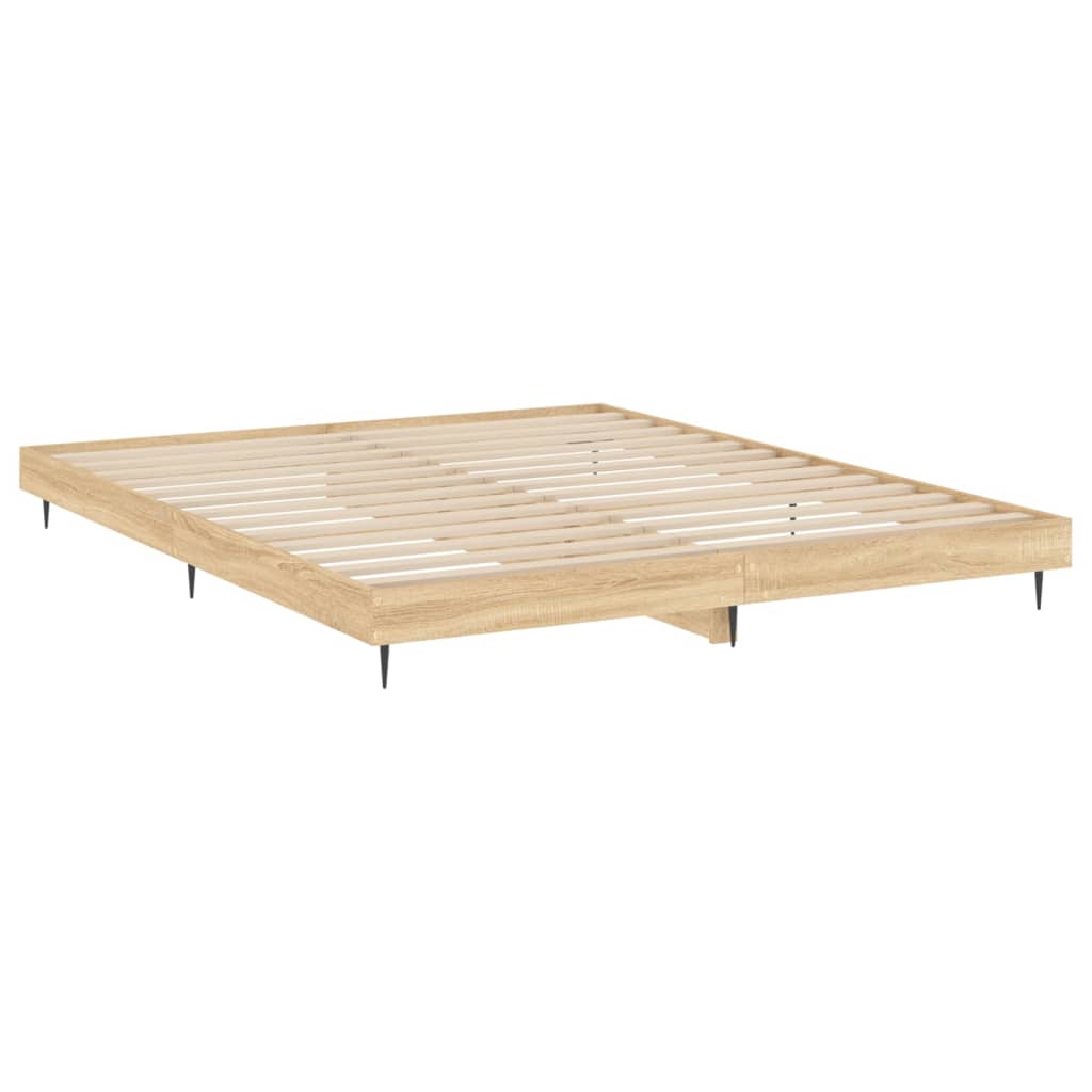 vidaXL Рамка за легло, дъб сонома, 150x200 см, масивно дърво