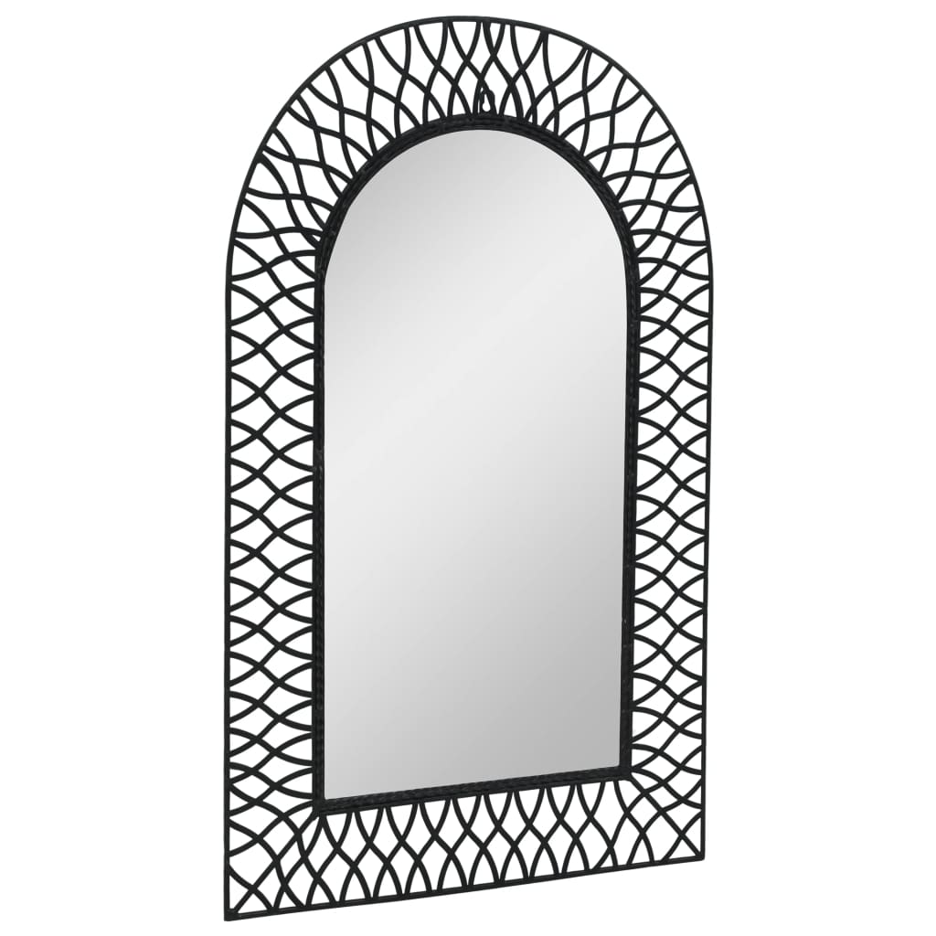 vidaXL Градинско стенно огледало с рамка, 50x80 см, черно
