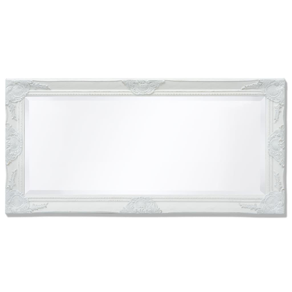 vidaXL Стенно огледало, бароков стил, 100x50 см, бяло