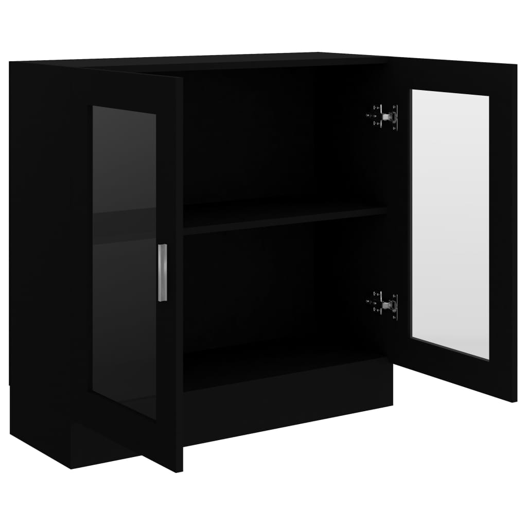 vidaXL Шкаф витрина, черен, 82,5x30,5x80 см, ПДЧ