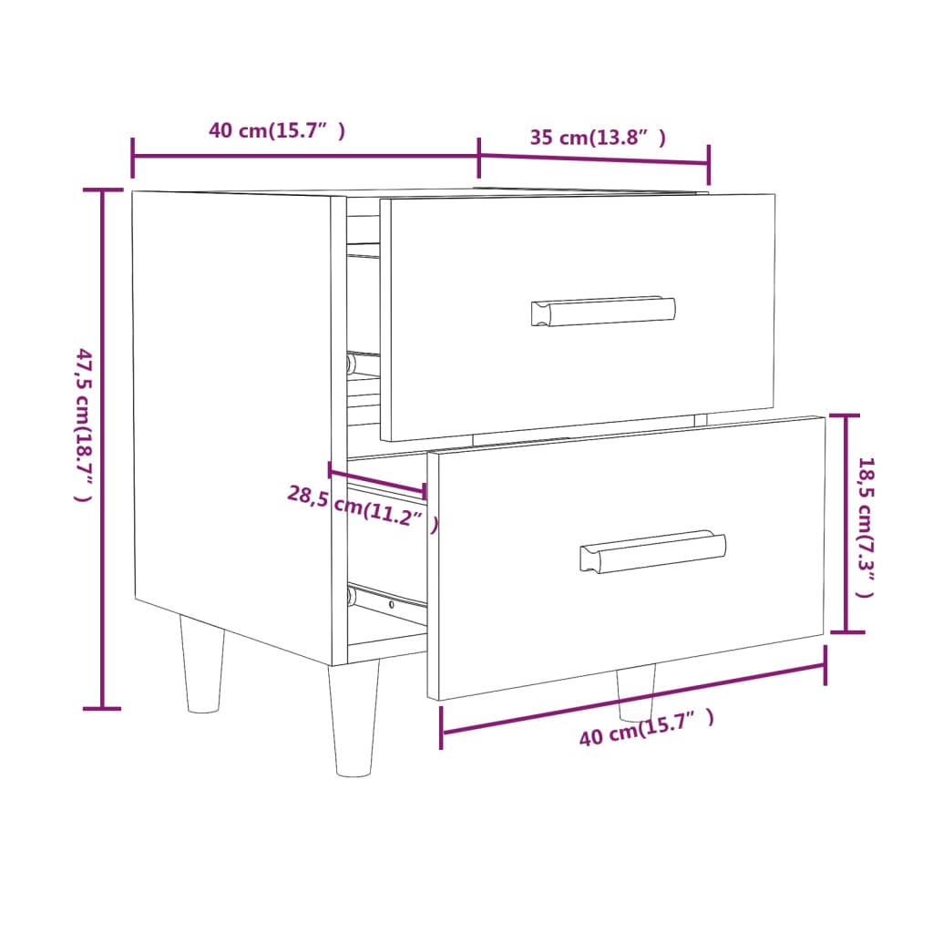 vidaXL Нощно шкафче, бетонно сиво, 40x35x47,5 см, ПДЧ