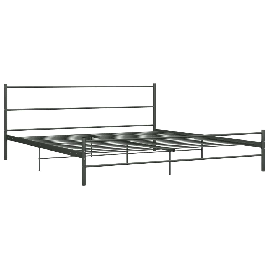 vidaXL Рамка за легло, сива, метал, 200x200 cм