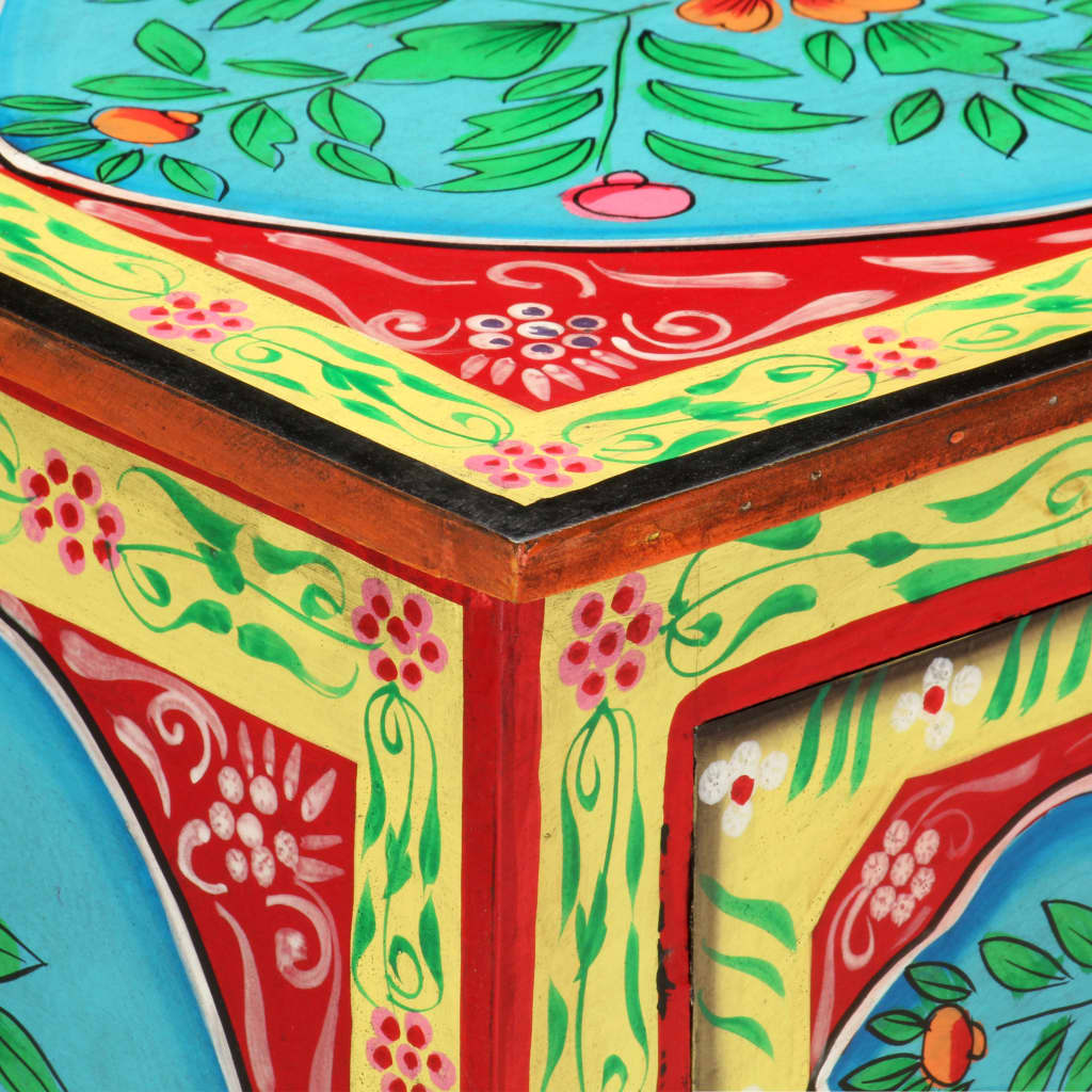 vidaXL Ръчно рисувано нощно шкафче, 40х30х50 см, манго масив