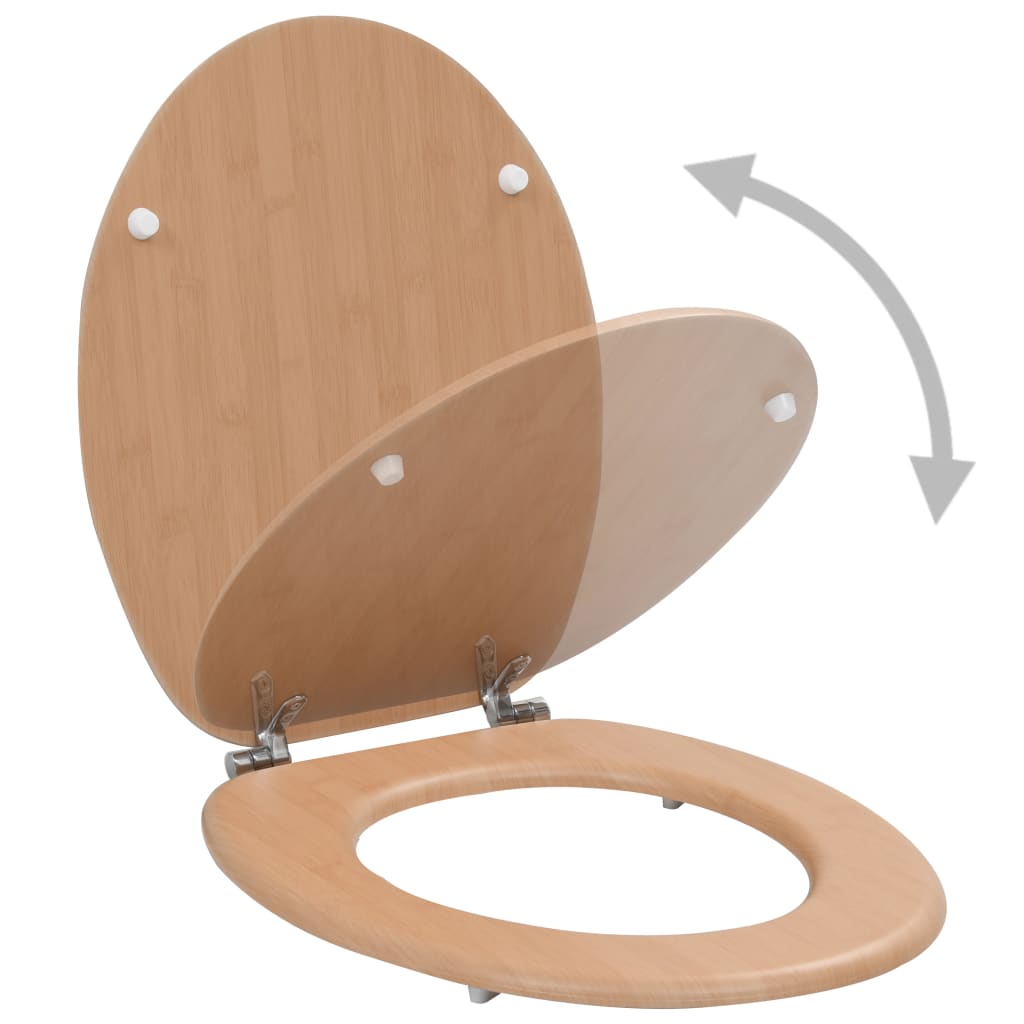 vidaXL WC тоалетна седалка с капак, МДФ, дизайн бамбук