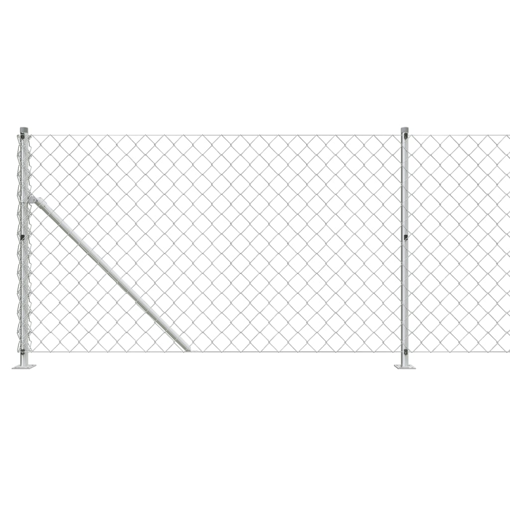 vidaXL Плетена оградна мрежа с фланец, сребриста, 1x25 м