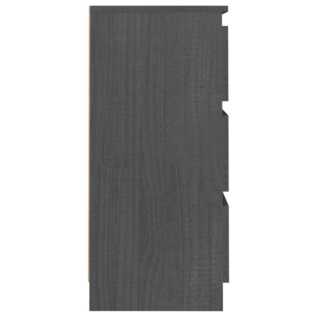 vidaXL Нощни шкафчета, 2 бр, сиви, 40x29,5x64 см, борово дърво масив