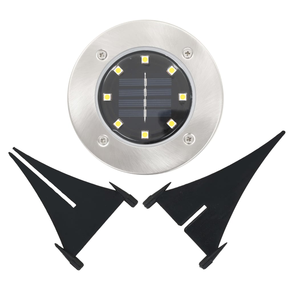 vidaXL Соларни земни лампи, 8 бр, LED светлина, бели
