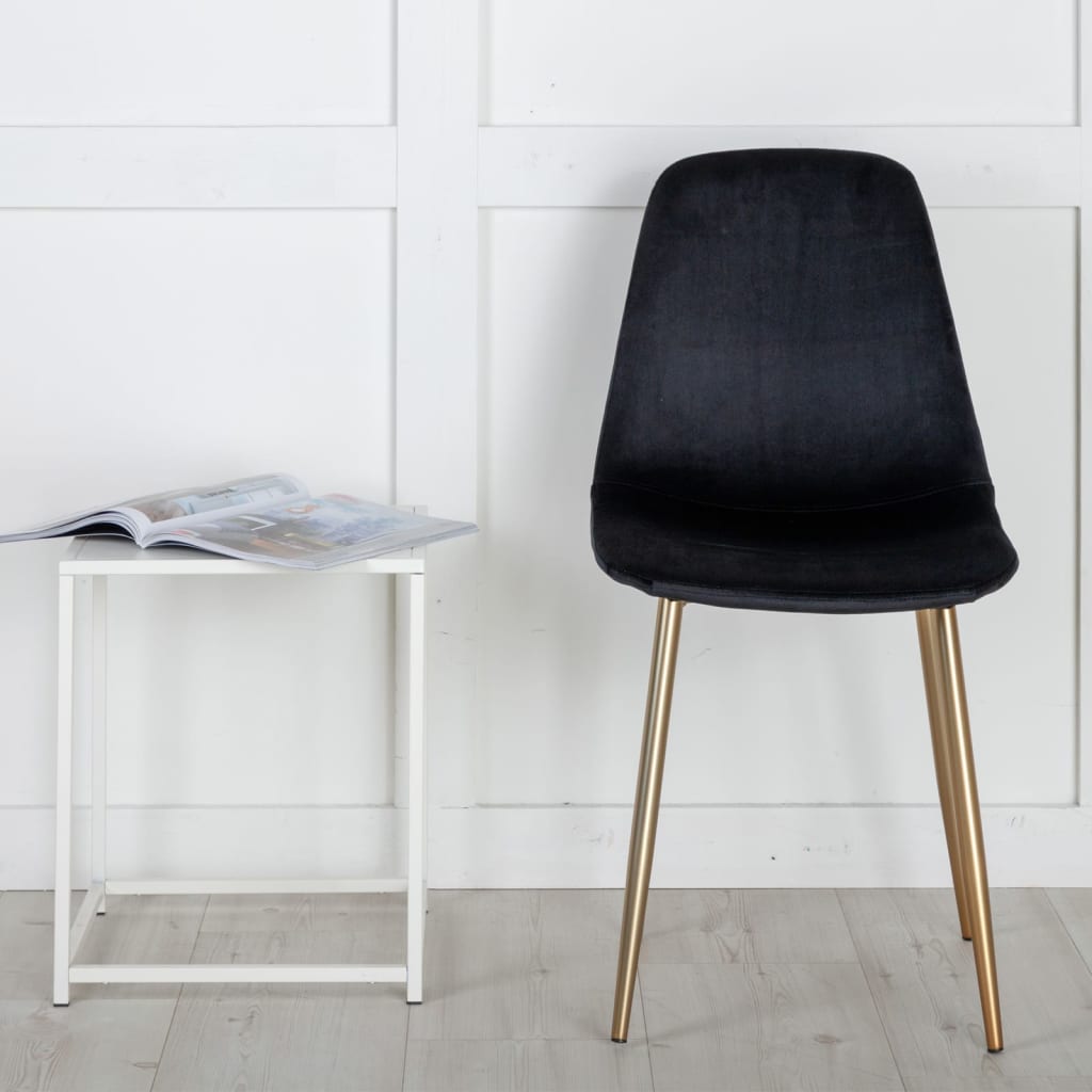 Venture Home Трапезни столове Polar, 2 бр, черно кадифе и месинг