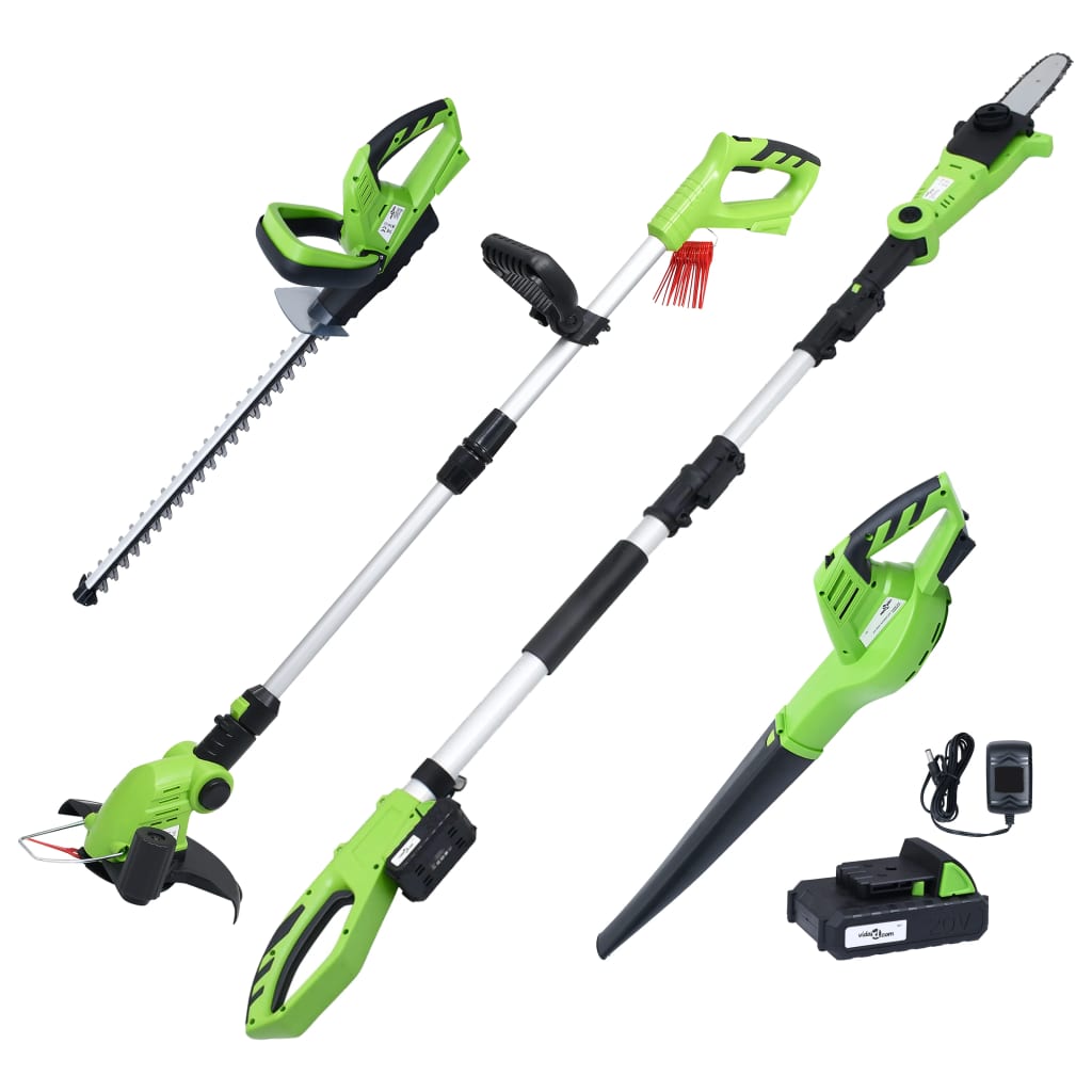 vidaXL Безжични градински инструменти от 4 части със заряднo и батерия