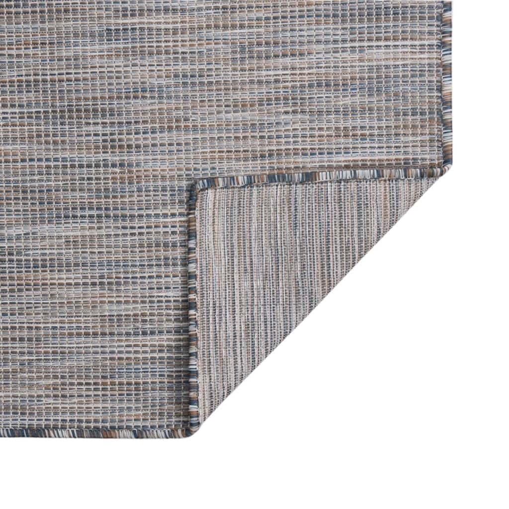 vidaXL Градински плоскотъкан килим, 80x150 см, кафяво и синьо