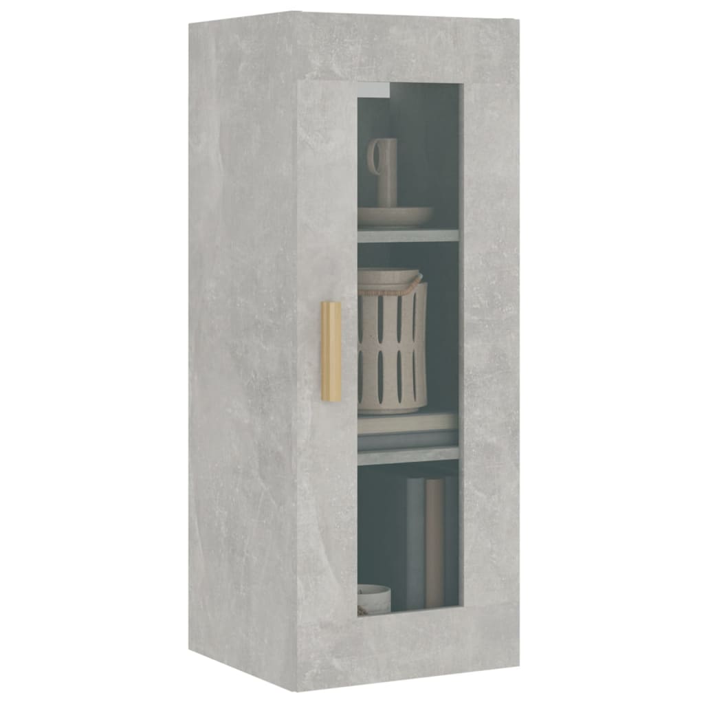 vidaXL Окачен стенен шкаф, Бетонно сиво, 34,5x34x90 см