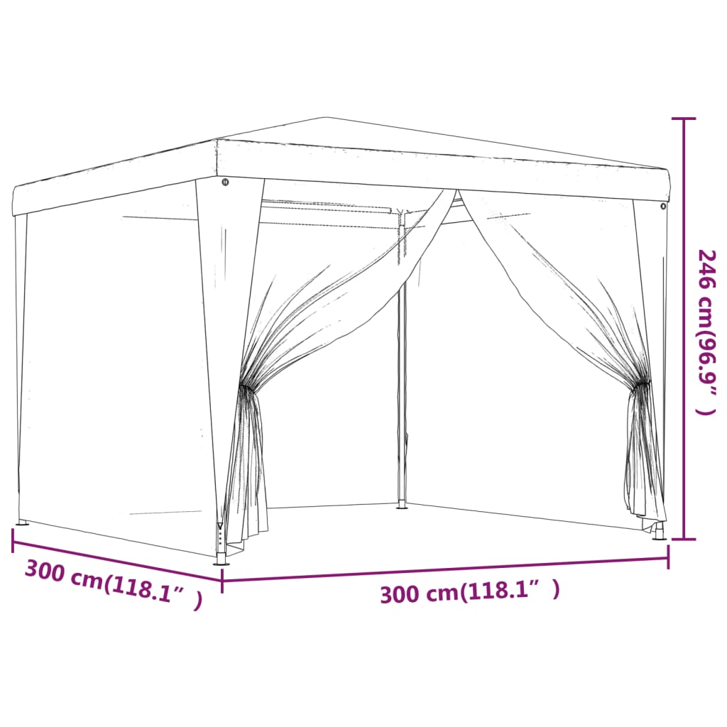 vidaXL Парти палатка с 4 мрежести странични стени антрацит 3x3 м HDPE