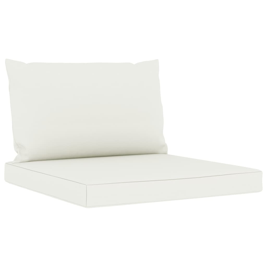 vidaXL Градински 3-местен диван от палети с кремави възглавници бор