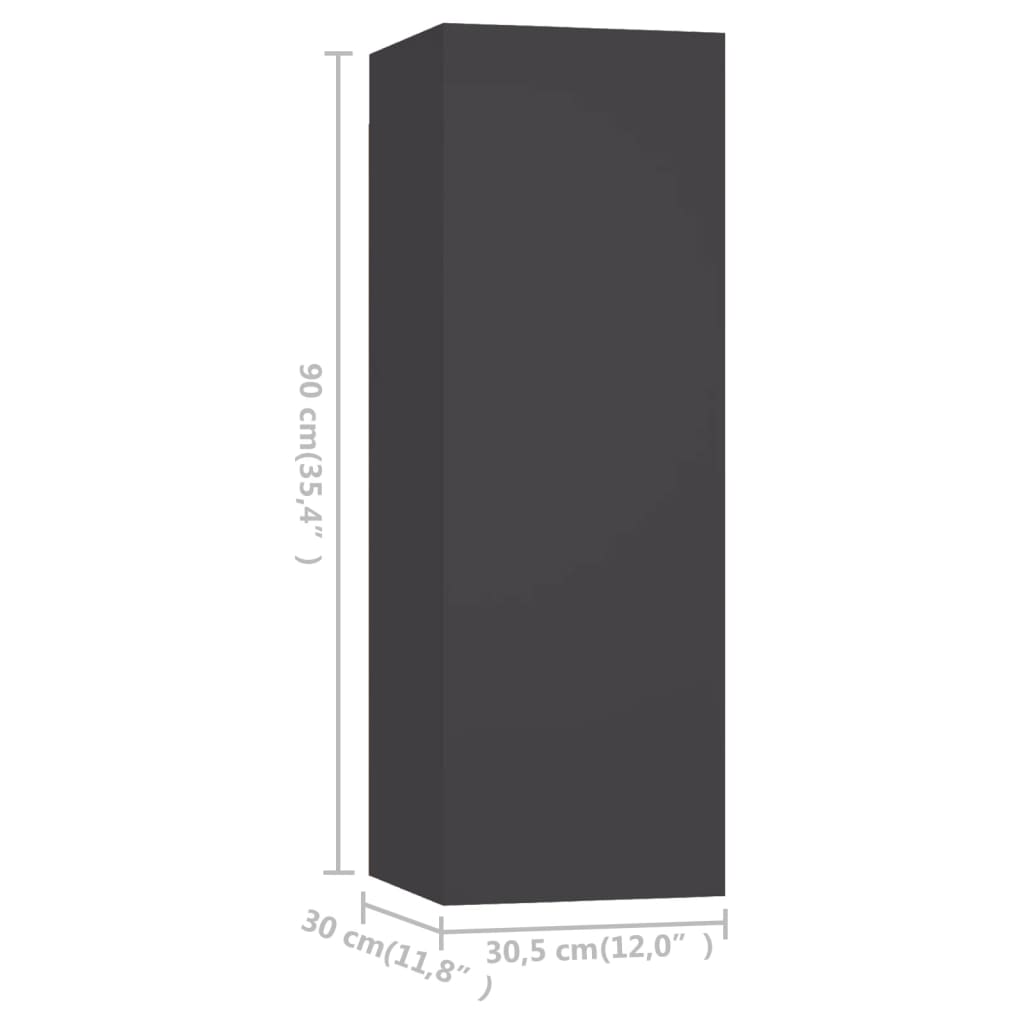 vidaXL ТВ шкаф, сив, 30,5x30x90 см, ПДЧ