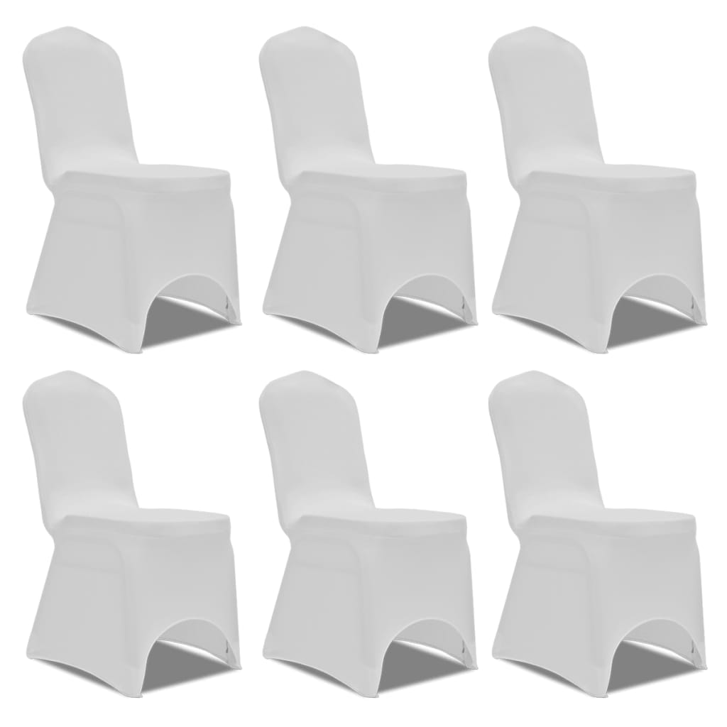 Еластични калъфи за столове, бели – 6 броя