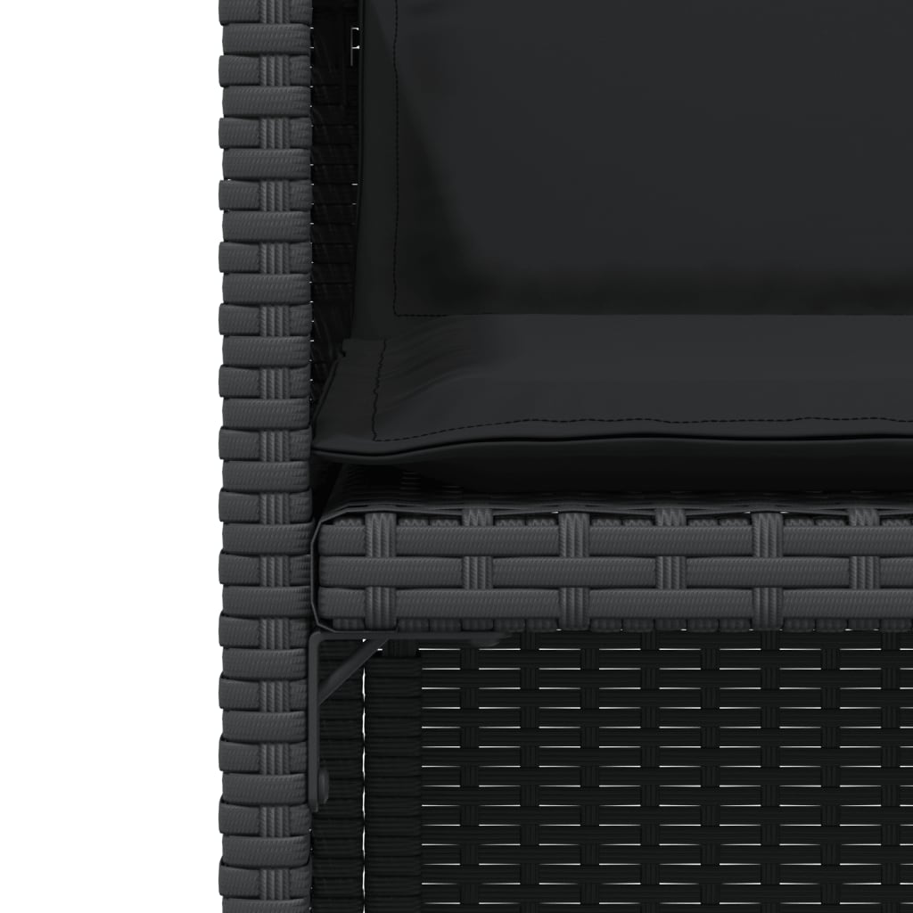 vidaXL Бистро комплект с възглавници 3 части черен полиратан
