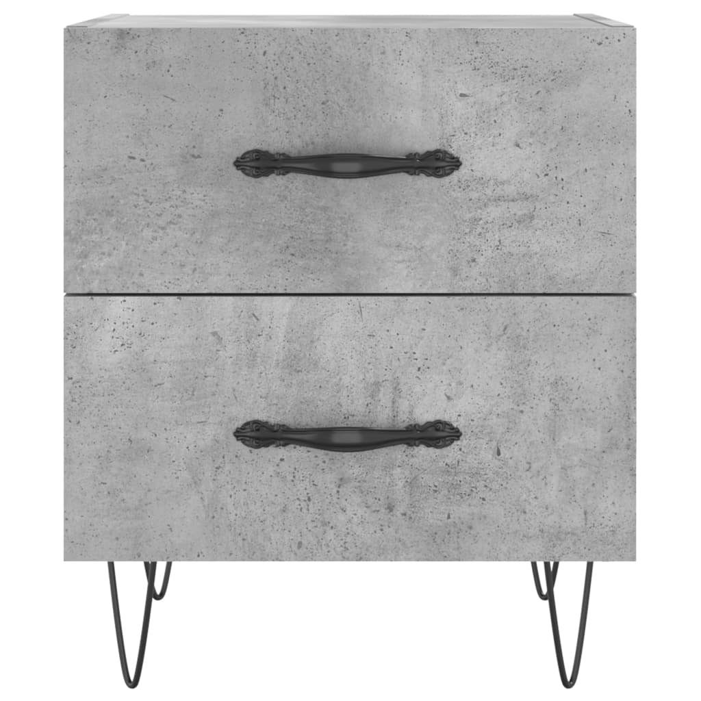 vidaXL Нощно шкафче, бетонно сиво, 40x35x47,5 см, инженерно дърво