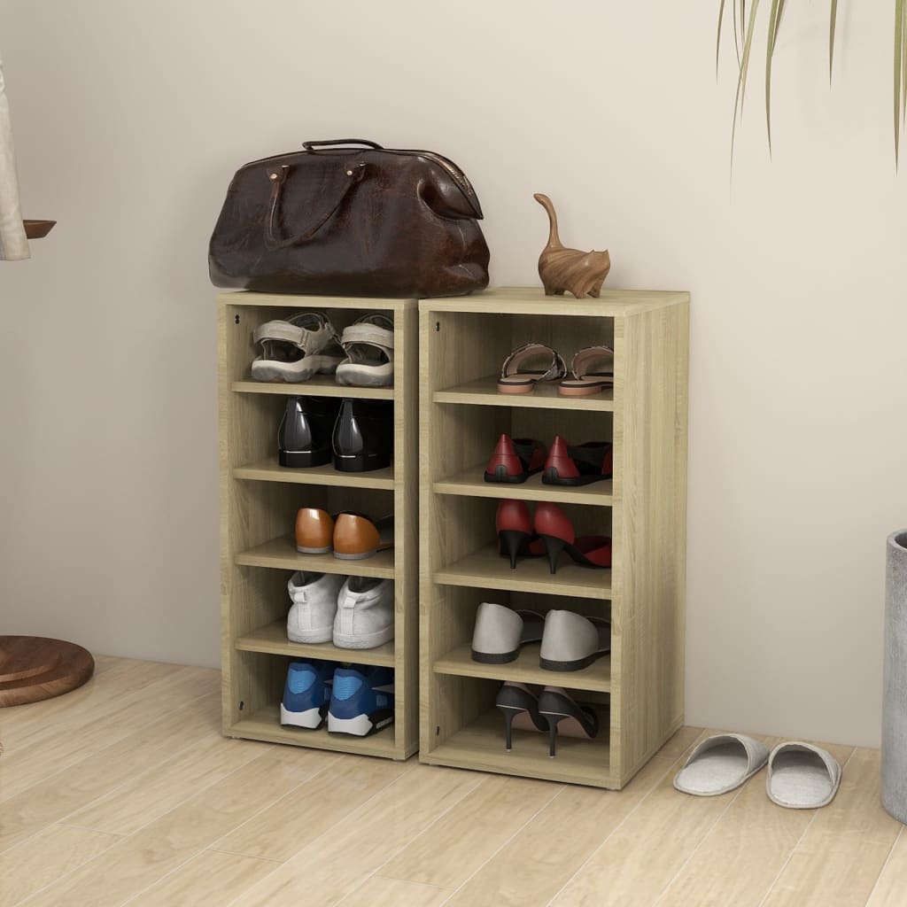 vidaXL Шкафове за обувки, 2 бр, дъб сонома, 31,5x35x70 см, ПДЧ