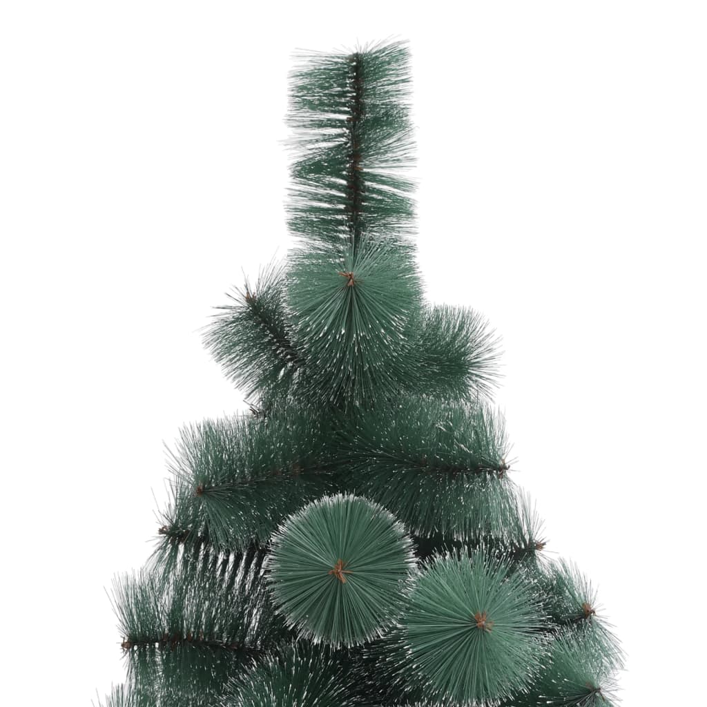vidaXL Изкуствена осветена коледна елха със стойка зелена 240 см PET