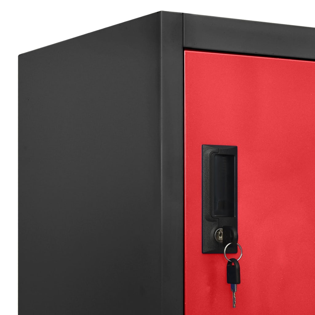 vidaXL Заключващ се шкаф, антрацит и червено, 90x40x180 см, стомана