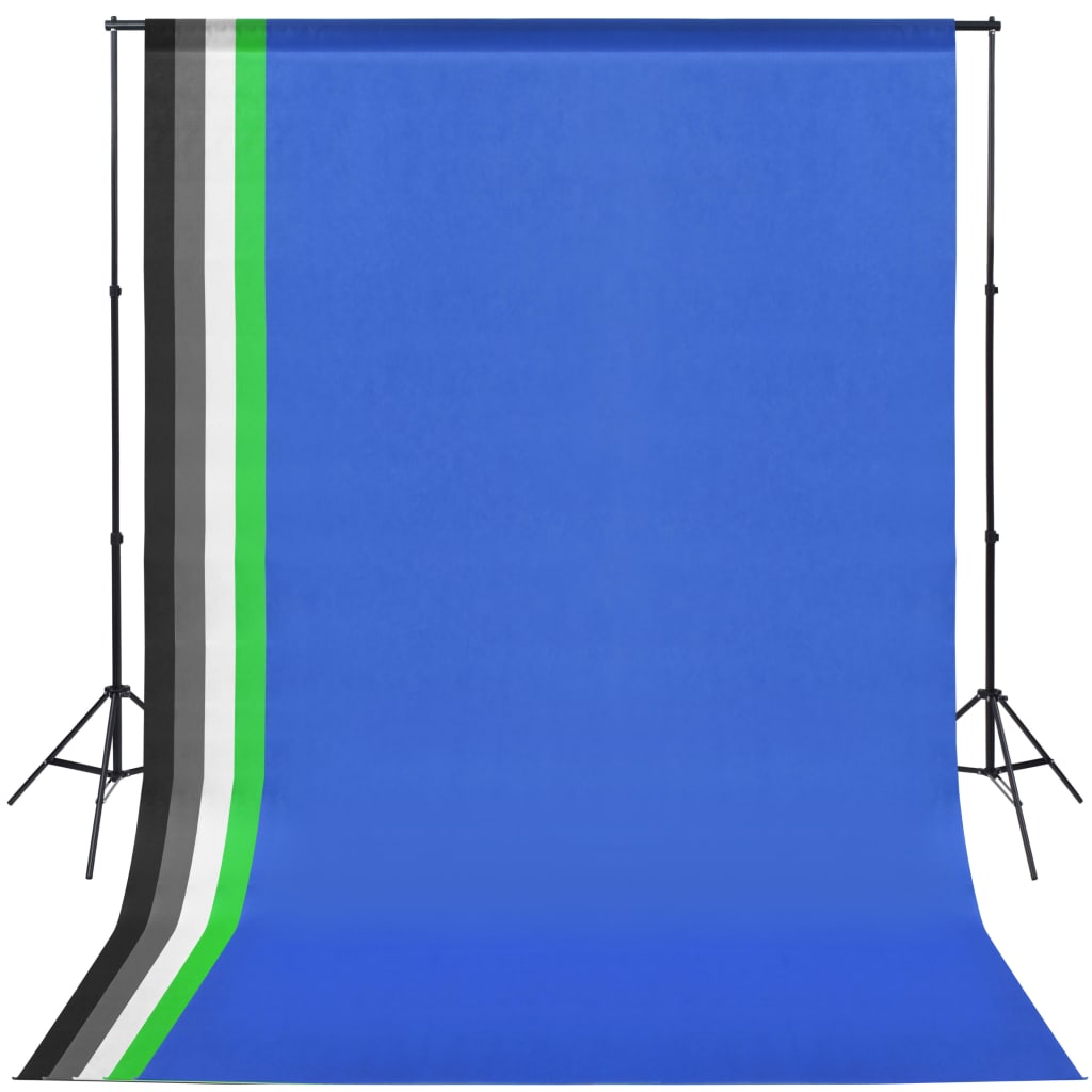 vidaXL Комплект за фото студио с фонове в 5 цвята и регулируема рамка