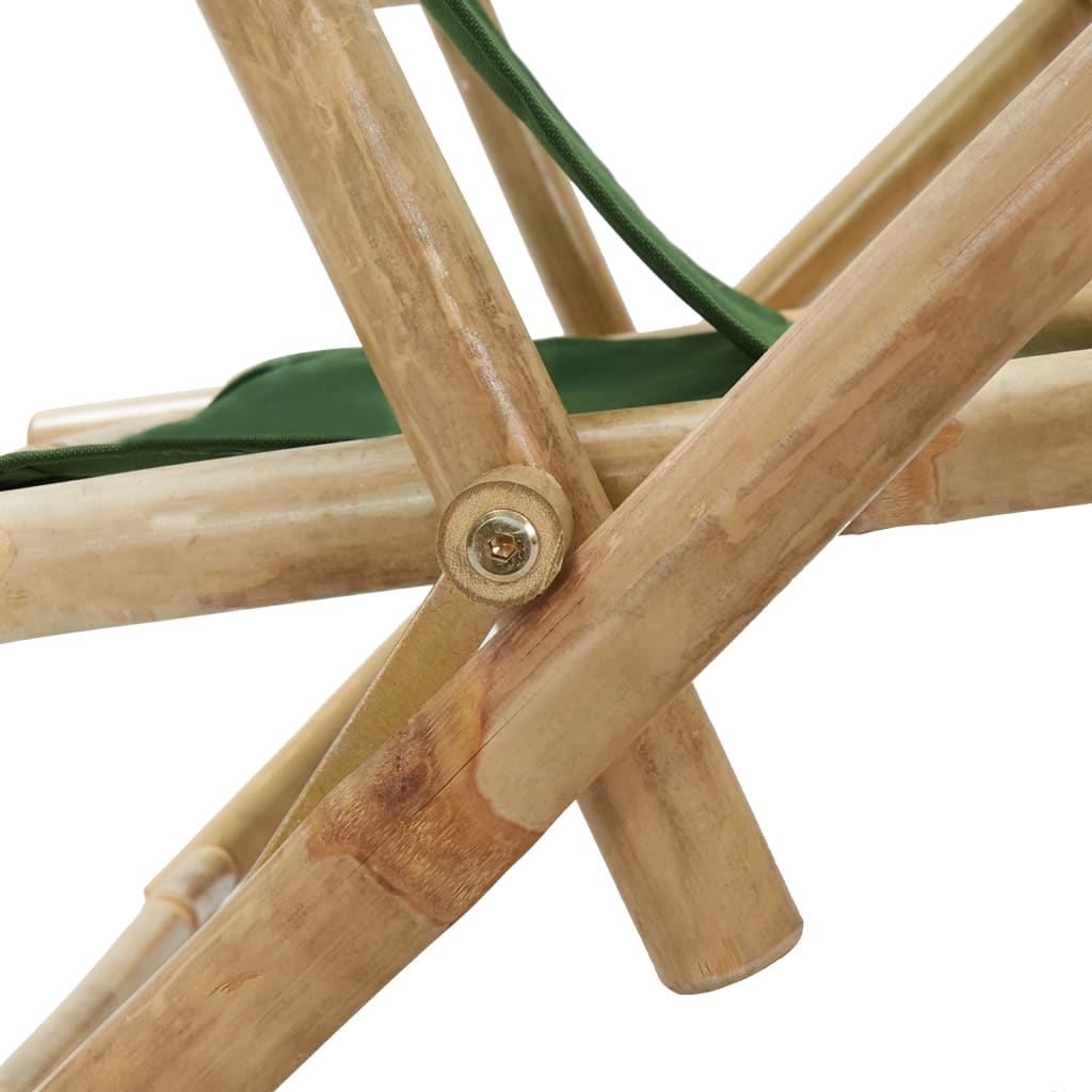vidaXL Наклоняем стол за релакс, зелен, бамбук и текстил