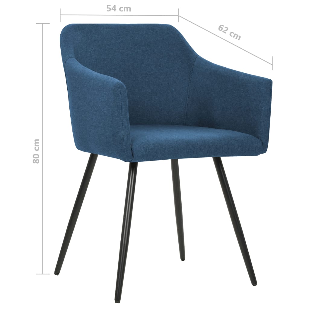 vidaXL Трапезни столове, 4 бр, сини, текстил