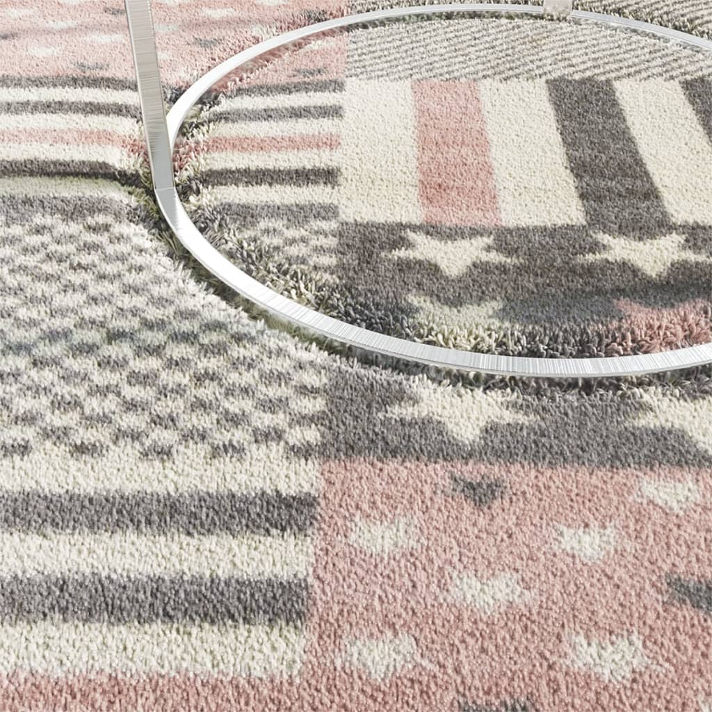 vidaXL Детски килим 80x150 см със звездна шарка розово