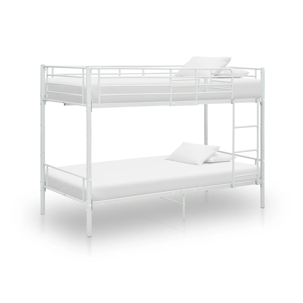 vidaXL Двуетажно легло, бяло, метал, 90x200 см
