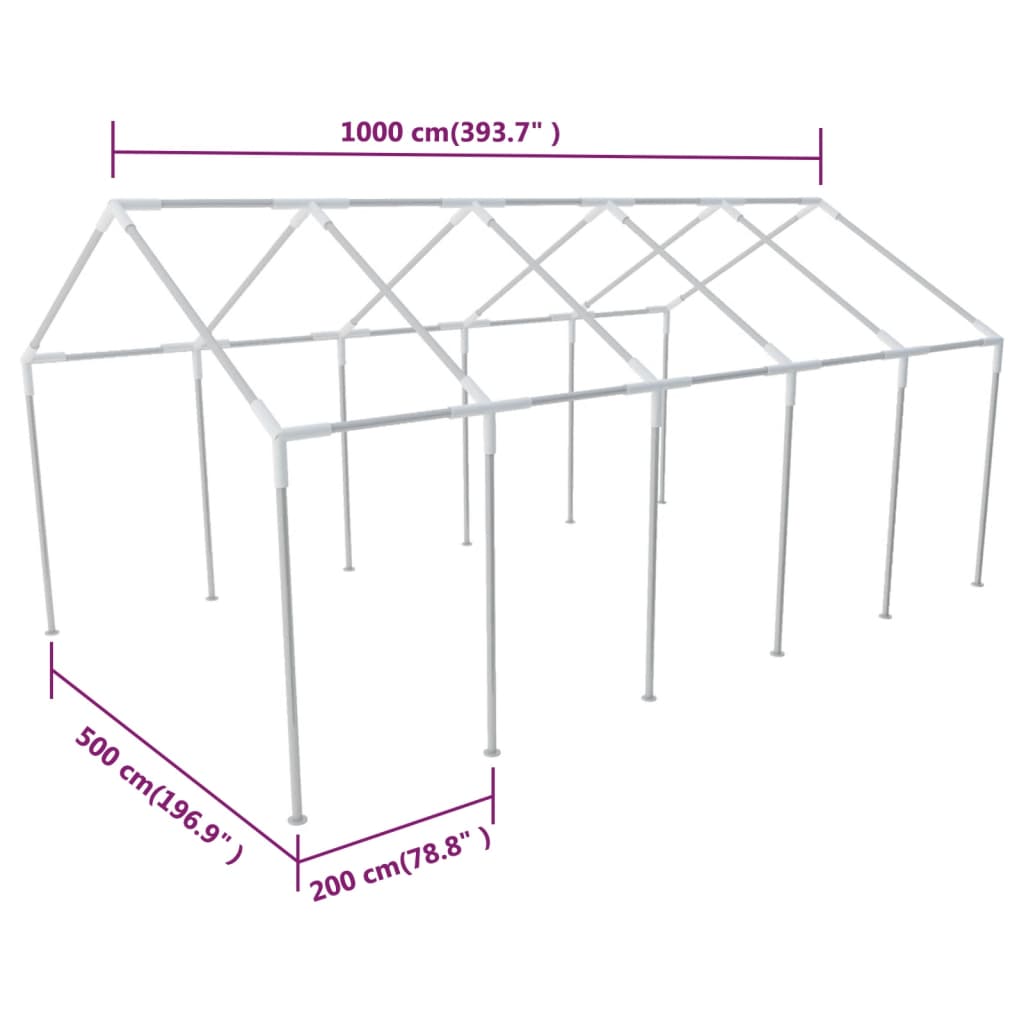 vidaXL Стоманена рамка за парти шатра, 10x5 м