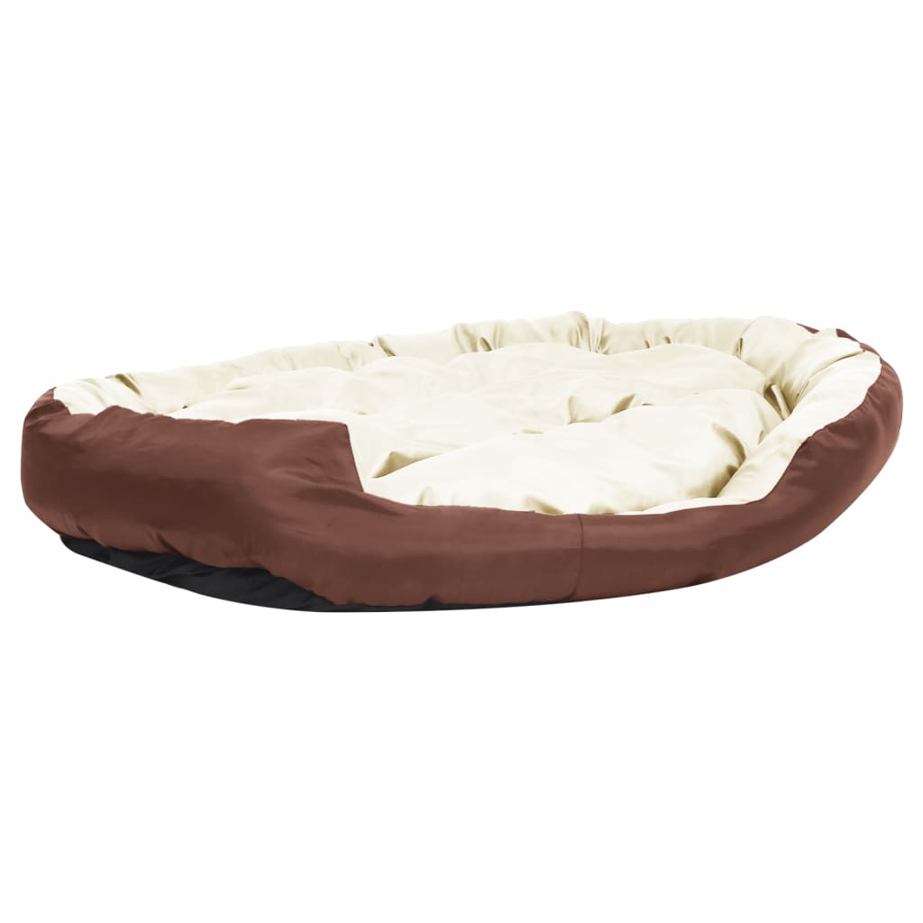 vidaXL Реверсивно и миещо се кучешко легло кафявокремаво 150x120x25 см