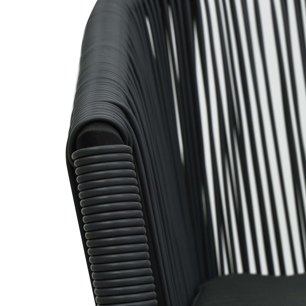 vidaXL Бистро комплект от 3 части с възглавници, PE ратан, черен
