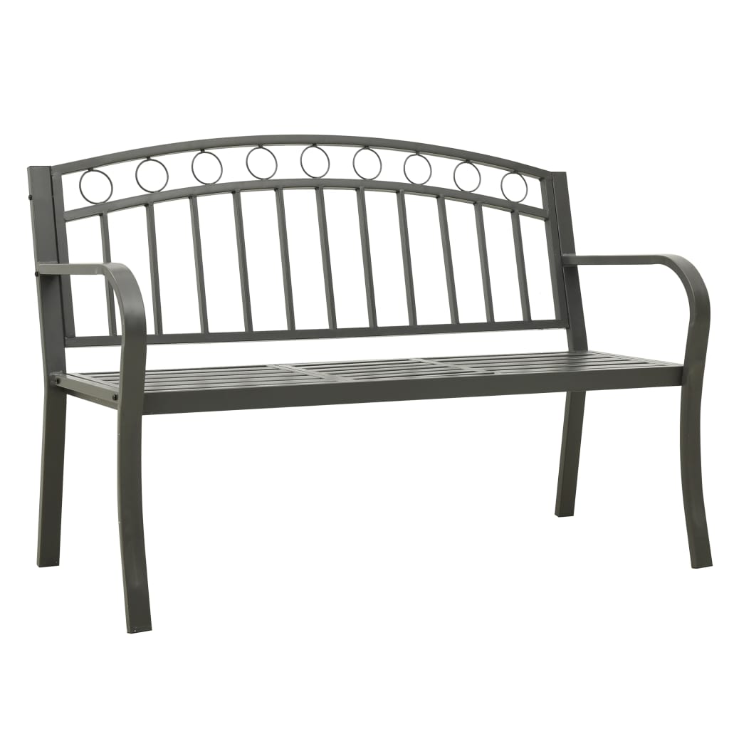 vidaXL Градинска пейка с маса, 125 см, стомана, сива