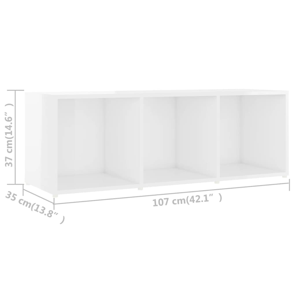 vidaXL ТВ шкафове, 3 бр, бял гланц, 107x35x37 см, ПДЧ