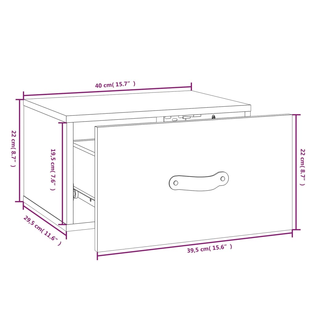 vidaXL Нощни шкафчета за стенен монтаж, 2 бр, бели, 40x29,5x22 см