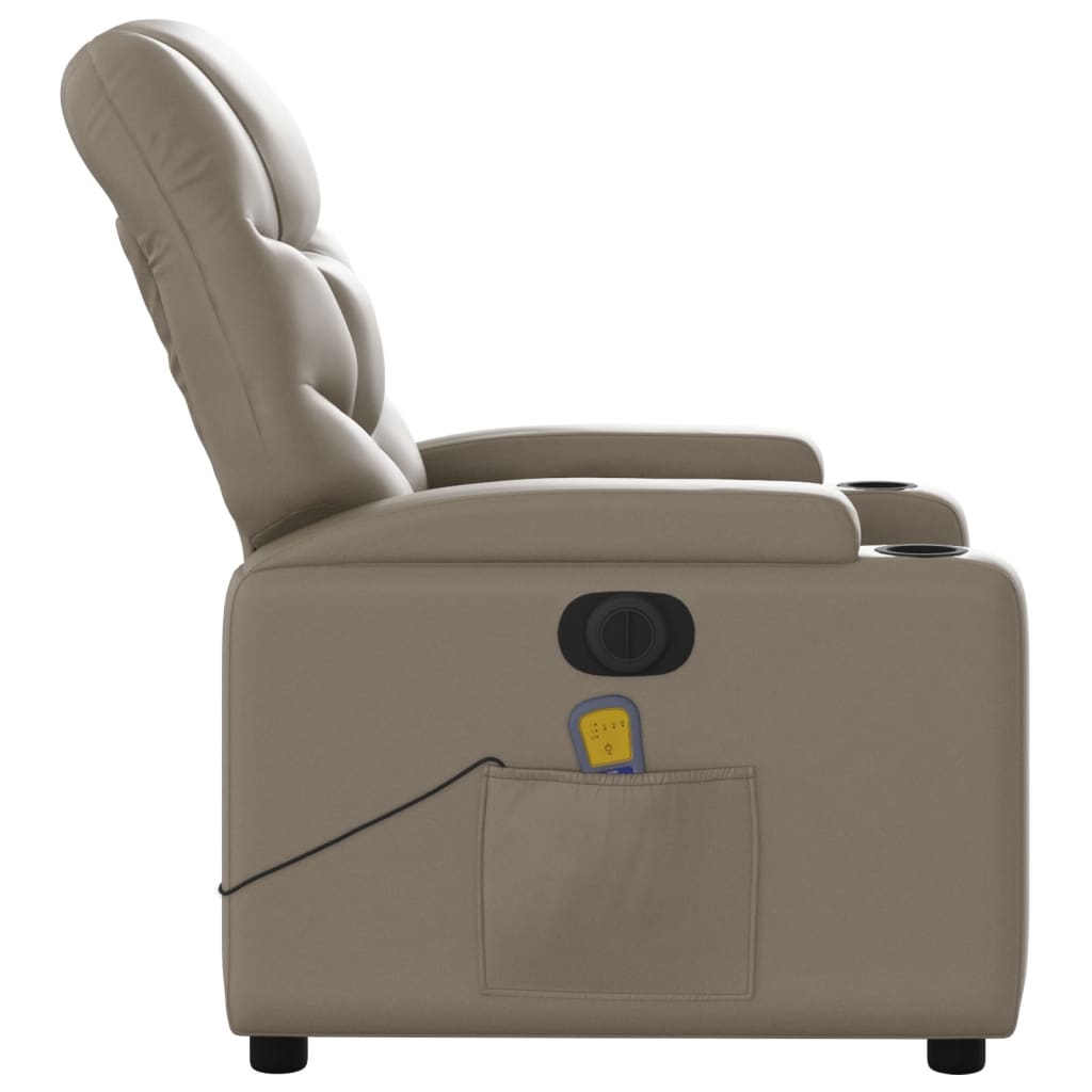 vidaXL Електрически масажен реклайнер стол, капучино, изкуствена кожа