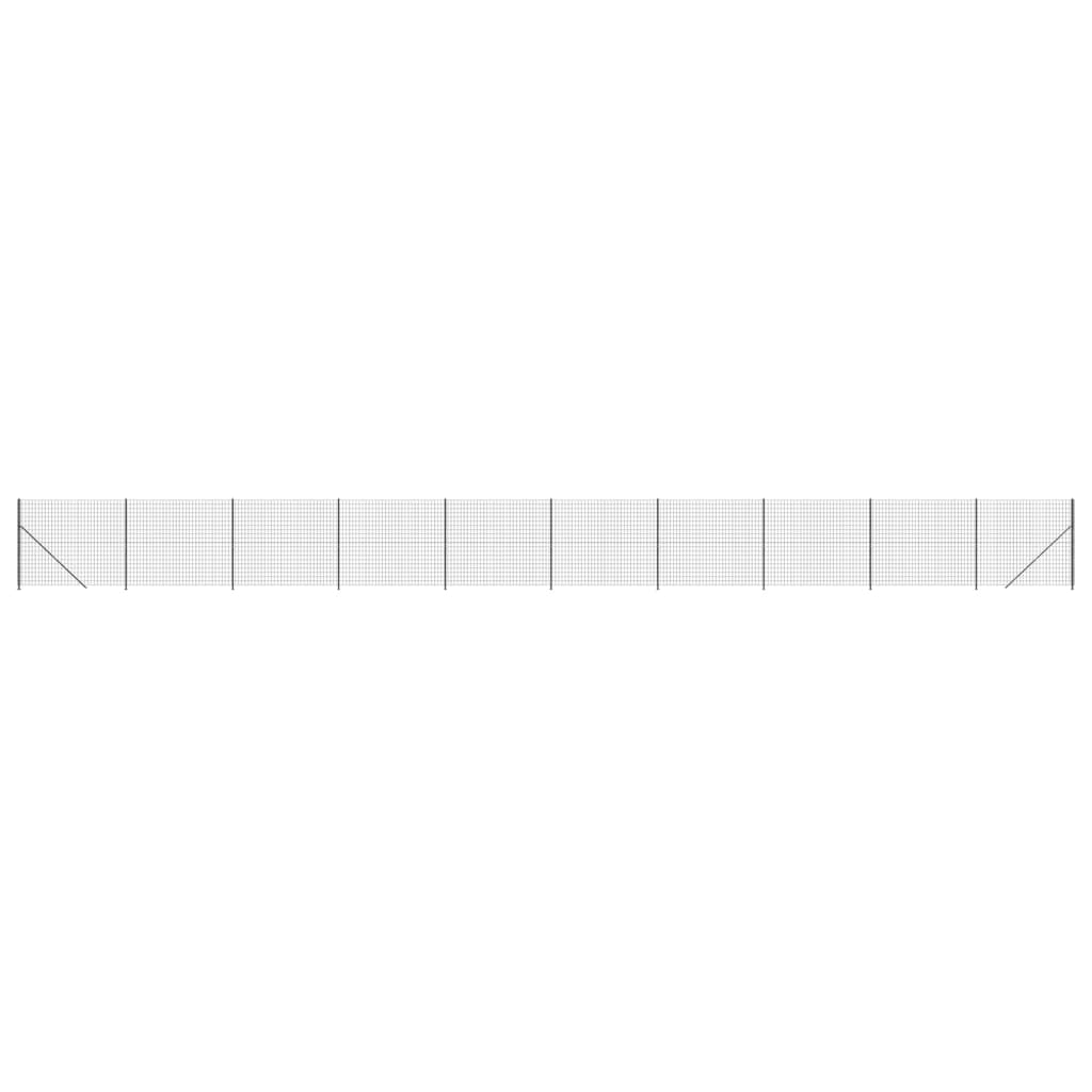 vidaXL Плетена оградна мрежа с фланец, антрацит, 2x25 м
