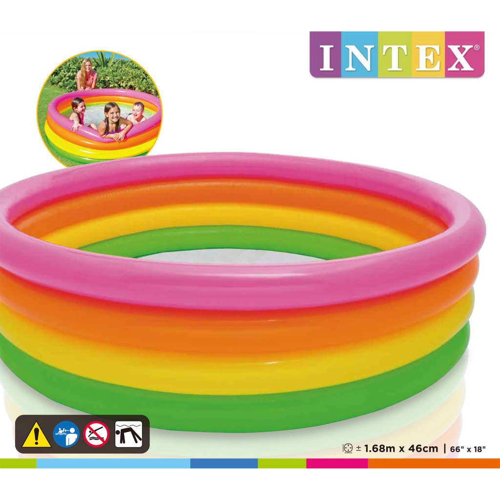 Intex Надуваем басейн Sunset 4 пръстена 168x46 см