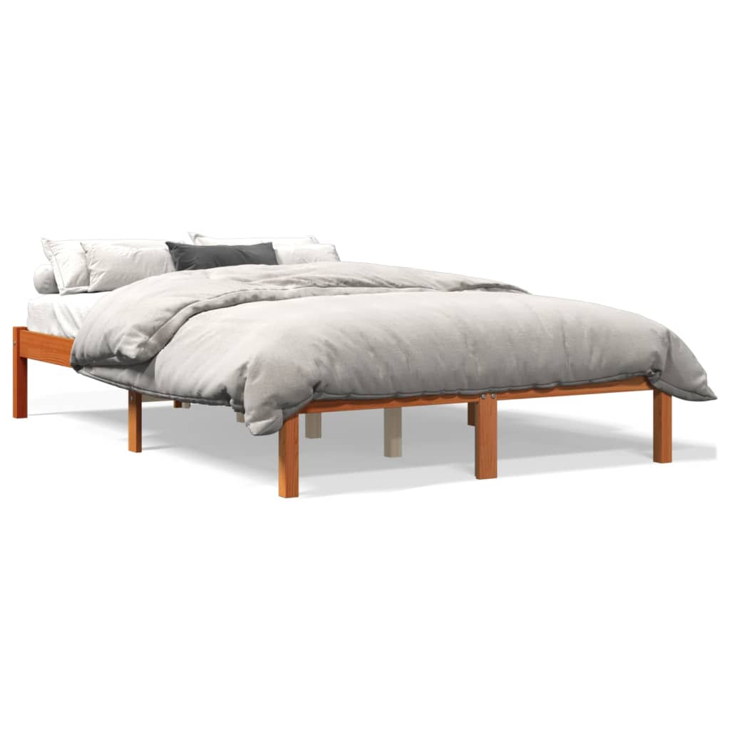 vidaXL Рамка за легло, восъчнокафяв, 120x200 см, борово дърво масив