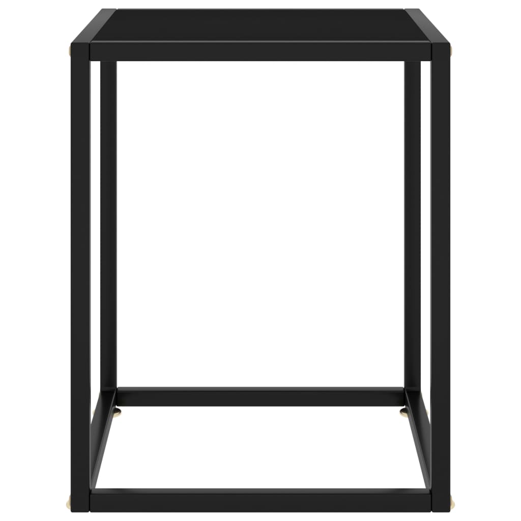 vidaXL Кафе маса, черна, с черно стъкло, 40x40x50 см