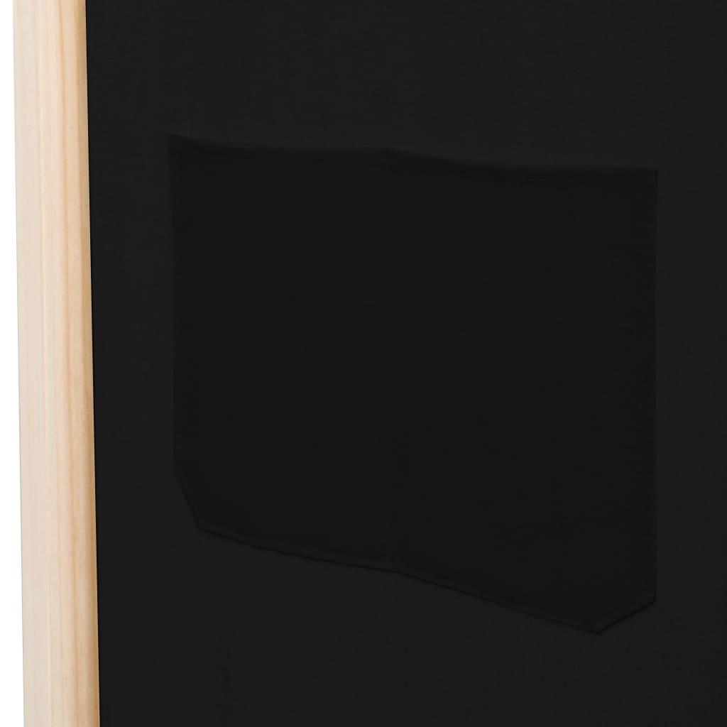 vidaXL Параван за стая, 4 панела, черен, 160x170x4 cм, текстил