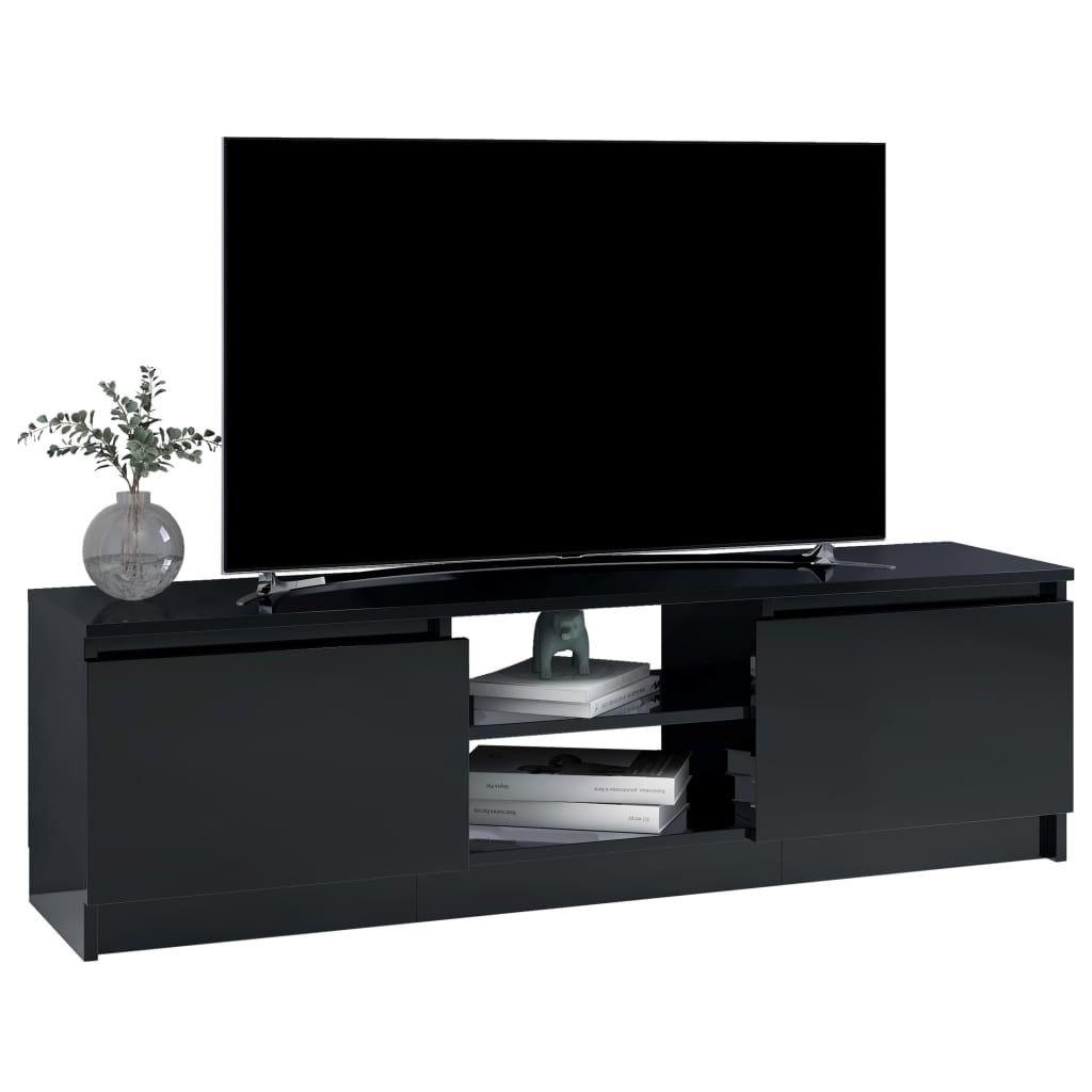 vidaXL ТВ шкаф, черно със силен гланц, 120x30x35,5 см, ПДЧ